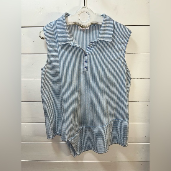 GRENIER – Blue Striped Sleeveless Top Size L - Picture 1 of 7